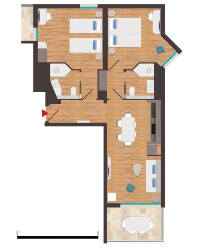 2 bedrooms, 5 beds