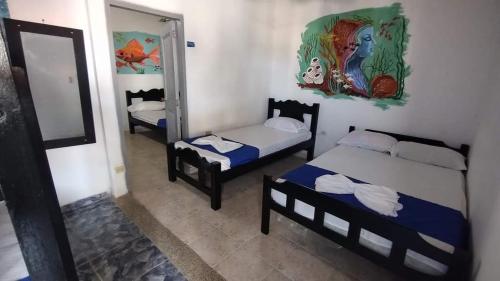 2 double beds, 1 twin bed, 1 bunk bed