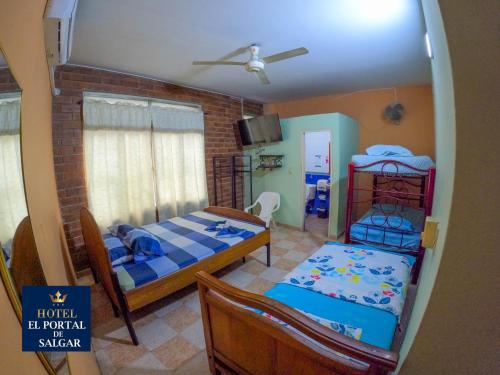 1 double bed, 1 twin bed, 1 bunk bed