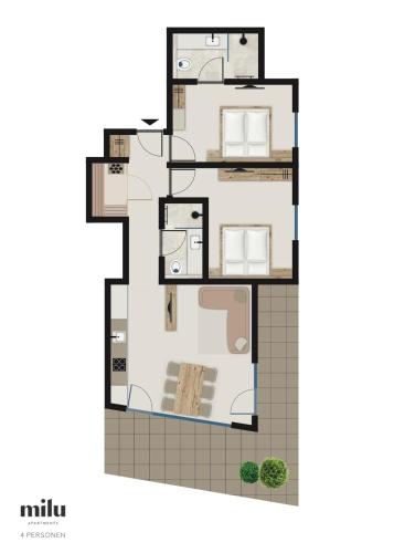 2 bedrooms, 3 beds