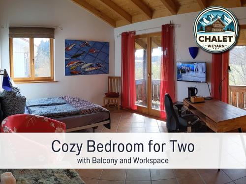 Chalet Weyarn: Doppelzimmer mit Balkon