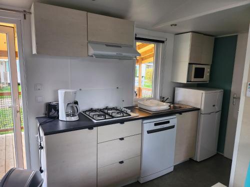 virtuve, camping les pêcheurs (camping les pecheurs) in Pont-de-Poitte