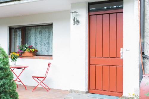 شرفة/ تراس, Ferienwohnung Spiegelberg in Spiegelberg