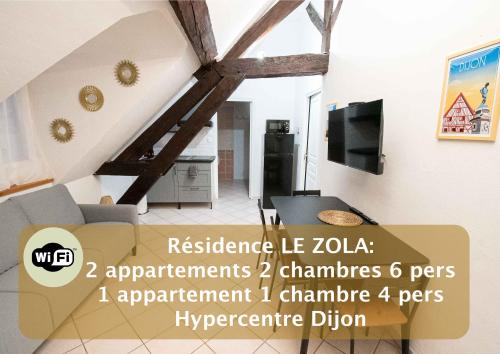 Résidence Le Zola composé de 3 appartements distincts en Hyper Centre de Dijon avec WIFI