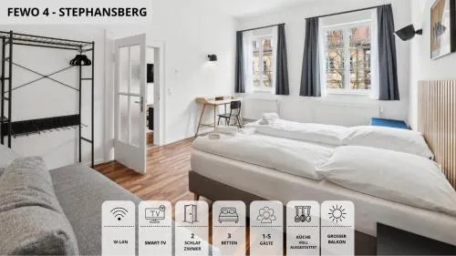 NEU KapApart15 - 6 schöne FeWos mit Einbauküche, Bad und Balkon in der Altstadt auf Bambergs Insel in Bamberg, Deutschland