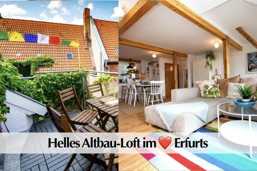 Helle 80m2 Maisonette FEWO mit tollem Balkon ins Grüne, Kingsize Bett, Smart-TV - Nur ein kurzer Spaziergang in die Altstadt und zum Domplatz - Kostenlose Parkplätze in den umliegenden Straßen - Ausgewählte Empfehlungen für Erfurt inklusive in Erfurt, Deutschland