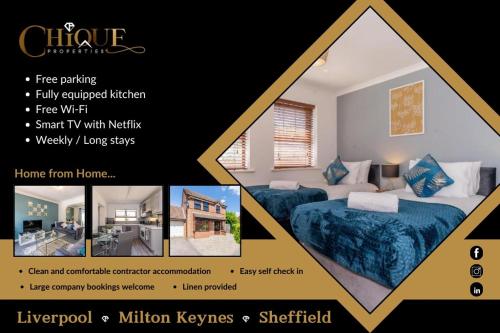 CENTRAL MK- 3Bed, 2 Bath house for LONG TERM CONTRACTOR Stays, free parking for 2 vehicles, DESK & GARDEN space managed by CHIQUE PROPERTIES LTD gîte à louer South Loughton Valley park