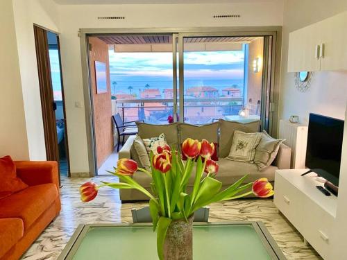 2 room flat with sea view, private parking, swimming pool, and AC - Location saisonnière - Cagnes-sur-Mer