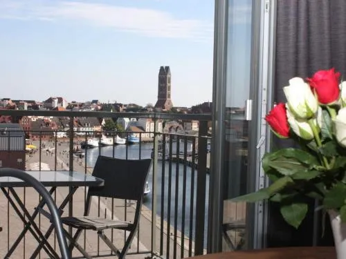 Old town view in the Ohlerich warehouse in Wismar, Deutschland
