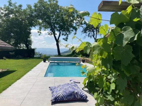 Chalet avec vue panoramique sur les Montagnes du Mole et la chaîne des Aravis piscine chauffée à 5 min des pistes de la station des Brasses