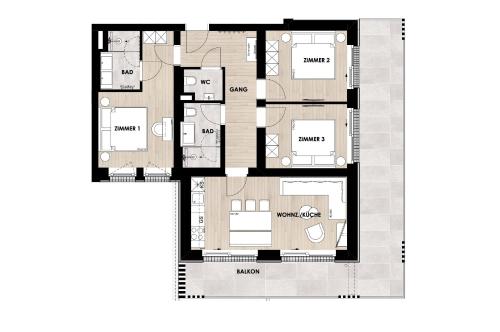 3 bedrooms, 4 beds