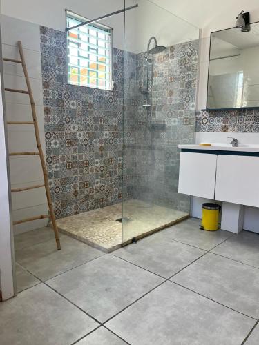Fürdőszoba, La maison de Vénus maisonnette privée à 3 min à pieds du front de mer (La maison de Venus - Petite maison creole a 3 min du front de mer - proche de la plage de la Pointe ) in Le Vauclin