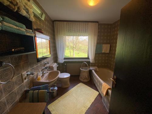 浴室, Ferienwohnung Rhönpanorama (Ferienwohnung Rhonpanorama) in 格爾斯費爾德/羅恩