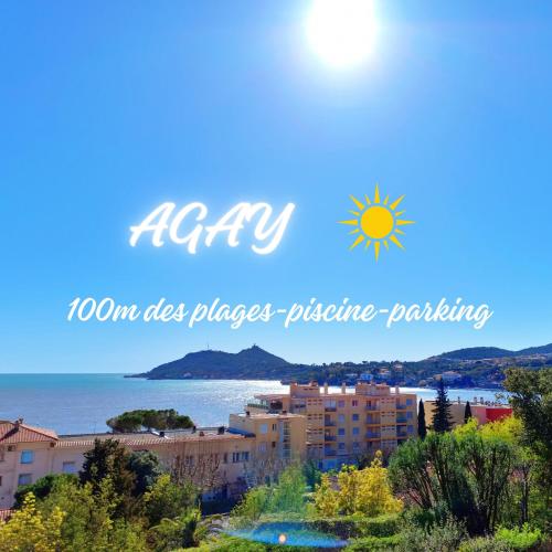 AGAY-Vue Mer-Piscine-A 100m des plages