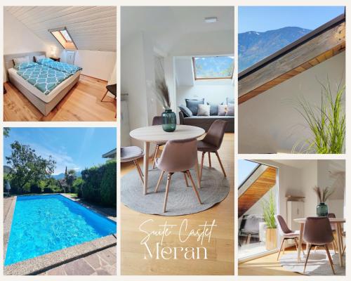 Suite Castel MeranO - panorama terrace and pool Meran 2000