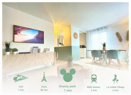 L'Organik Disney 7 min Gare 5 min parking privé - Location saisonnière - Chessy