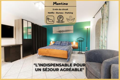 Montino - Studio 5 min du circuit - Parking - Wifi - Location saisonnière - Mulsanne