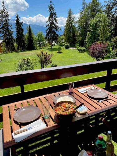 Studio cosy au calme avec terrasse vue sur Alpes in Crans Montana