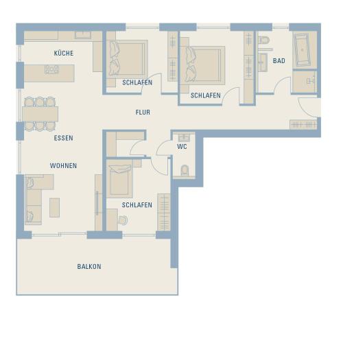 3 bedrooms, 4 beds