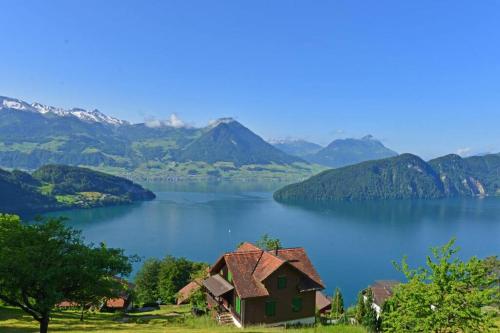 Cozy House above Lake Lucerne in car-free Vitznau Mittlerschwanden at Mount Rigi railway