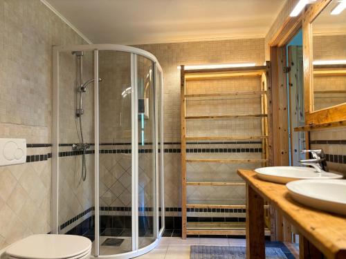 Zuhanyzó, Flåm Holiday Home (Flam Holiday Home) in Flam