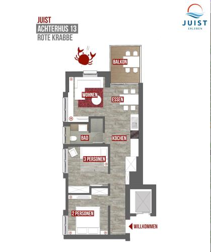 Apartment with Balcony room in Haus Achterhus 213 - Wohnung 13 