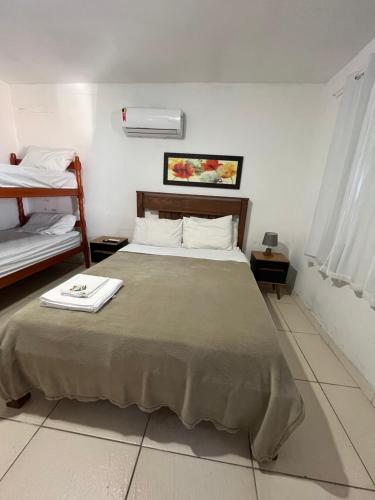 1 double bed, 2 bunk beds
