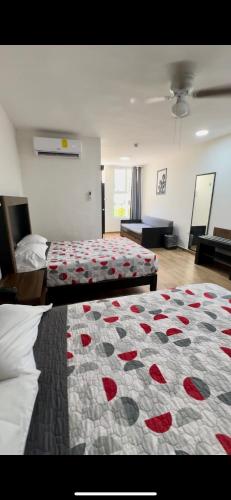 2 double beds, 2 sofa beds