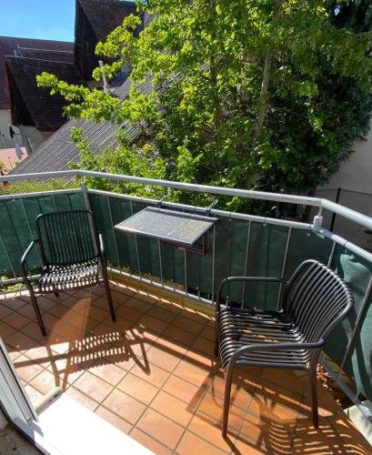 شرفة/ تراس, Ferienwohnung am Obertor in بفوليندورف