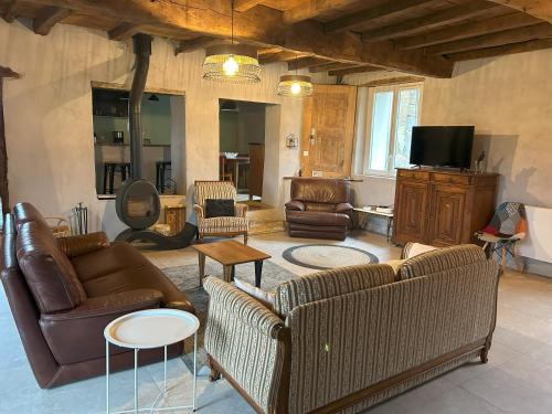 Koplietošanas atpūtas telpa ar TV, Gîte le clos Margherite 14 personnes piscine (Gite le clos Margherite 14 personnes piscine) in Vignieu