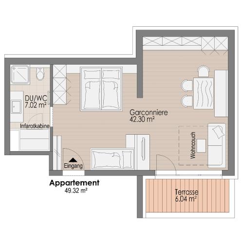 1 king bed, 1 twin bed, 1 sofa bed