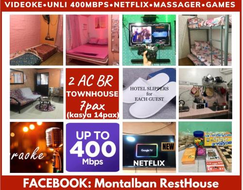 Montalban RestHouse: 7pax+2 AC BR+ Videoke +Games+Netflix