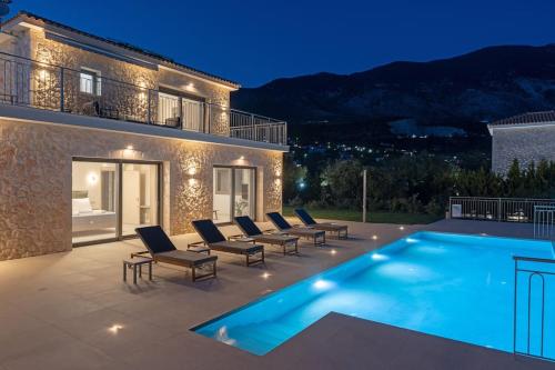 Exterior view, Brand New Kefalonia Stone Villas - Villa Trapezaki Tranquility in Kefalonia