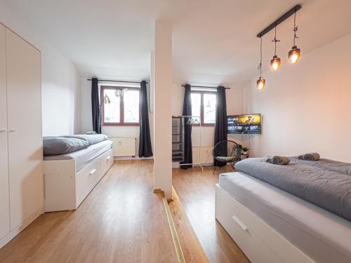 Rathausblick – Moderne Ferienwohnung mit 2 Schlafzimmern, Küche, Bad, Waschmaschine & Trockner mitten in der Innenstadt, Lipsko (fotografie 10)