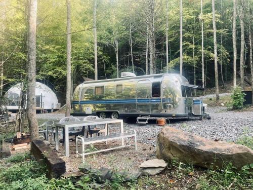 Streamside Airstream Near Hiking Rafting Fishing in Cosby, USA