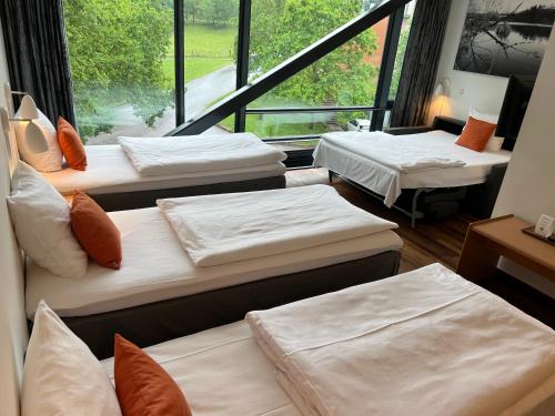 2 twin beds, 1 sofa bed
