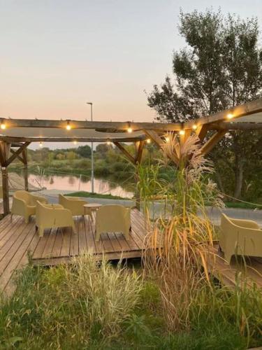 Riverfront Cabins in the garden