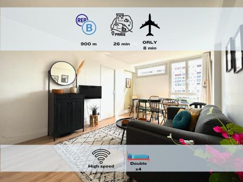 Altura - 4 chambres, RER B à 900m et Orly en 8 min - Location saisonnière - Fresnes