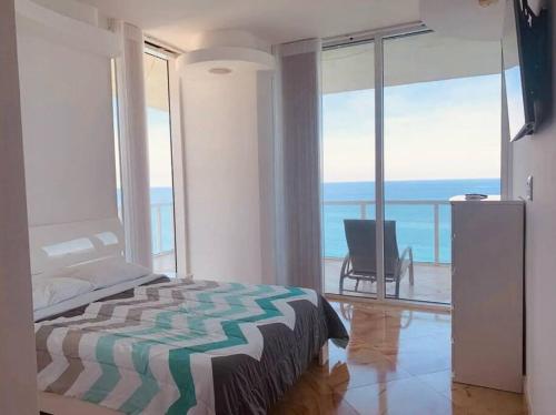Luxurious ocean front panoramic ocean and city view in Sunny Isles Beach, USA
