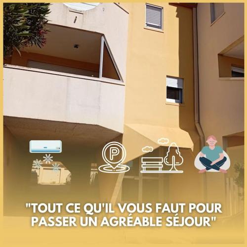 Appartement climatisé avec parking en centre ville