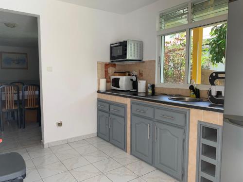 virtuve, Bas de villa de 3 chambres et spa in Vieux-Habitants