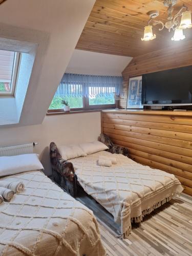 1 queen bed, 1 sofa bed