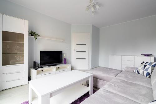 Skupni salon/TV območje, Apartament Olsztyn Rataja 62 in Osiedle Podlesna