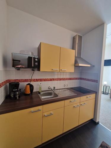 virtuve, Pension Am Steinberg in Muldestausee