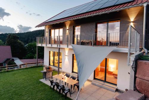 Viesnīcas āriene, Ferienwohnung Weitblick im Dahner Felsenland in Stetten (Baden-Wurttemberg)