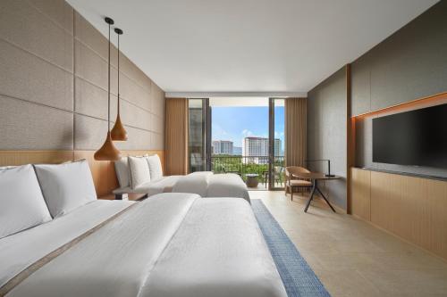 deluxe sea view, guest room, 2 double, balcony