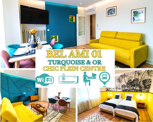 Bel AMI 01 - Turquoise & OR - Moderne Chic - Centre Ville - Accès Jardin - Clim - Wifi - Parking - Localisation idéale - Location saisonnière - Schiltigheim