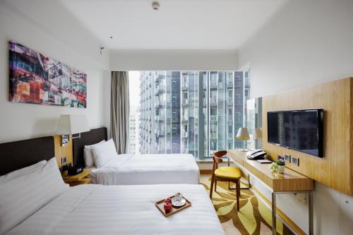 1 doppelbett oder 2 einzelbetten, premier, stadtblick