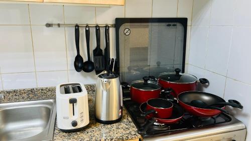 Kitchen, Spacious Furnished studio with balcony Spain cluster International city near Dubai International City
