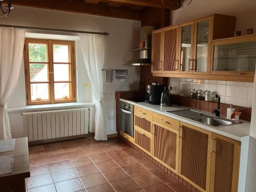 ห้องครัว, Apartmán Horní Brána (Apartman Horni Brana) in ใจกลางเมืองเตลช์